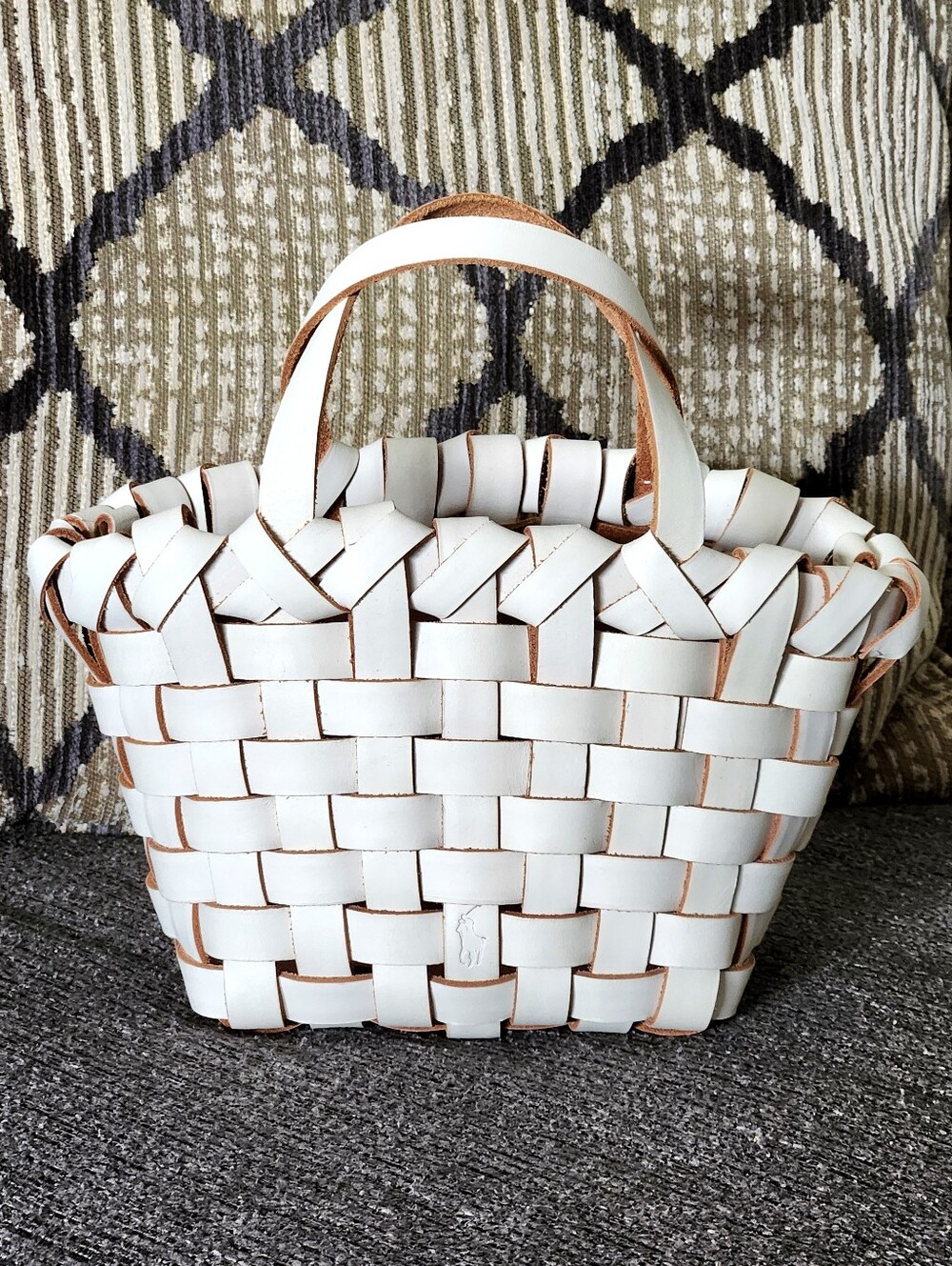 🤍HTF Polo Ralph Lauren🤍 - White Woven Mini Bellport Bag - Picture 3 of 15